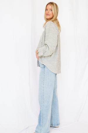 Stripped Button Down in Black + White