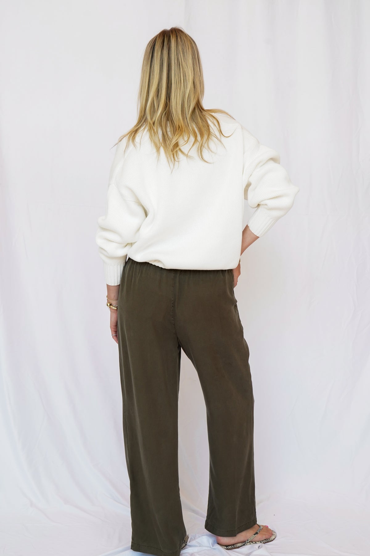 Pistola Nika Heavy Weight V-Neck Sweater in Cream