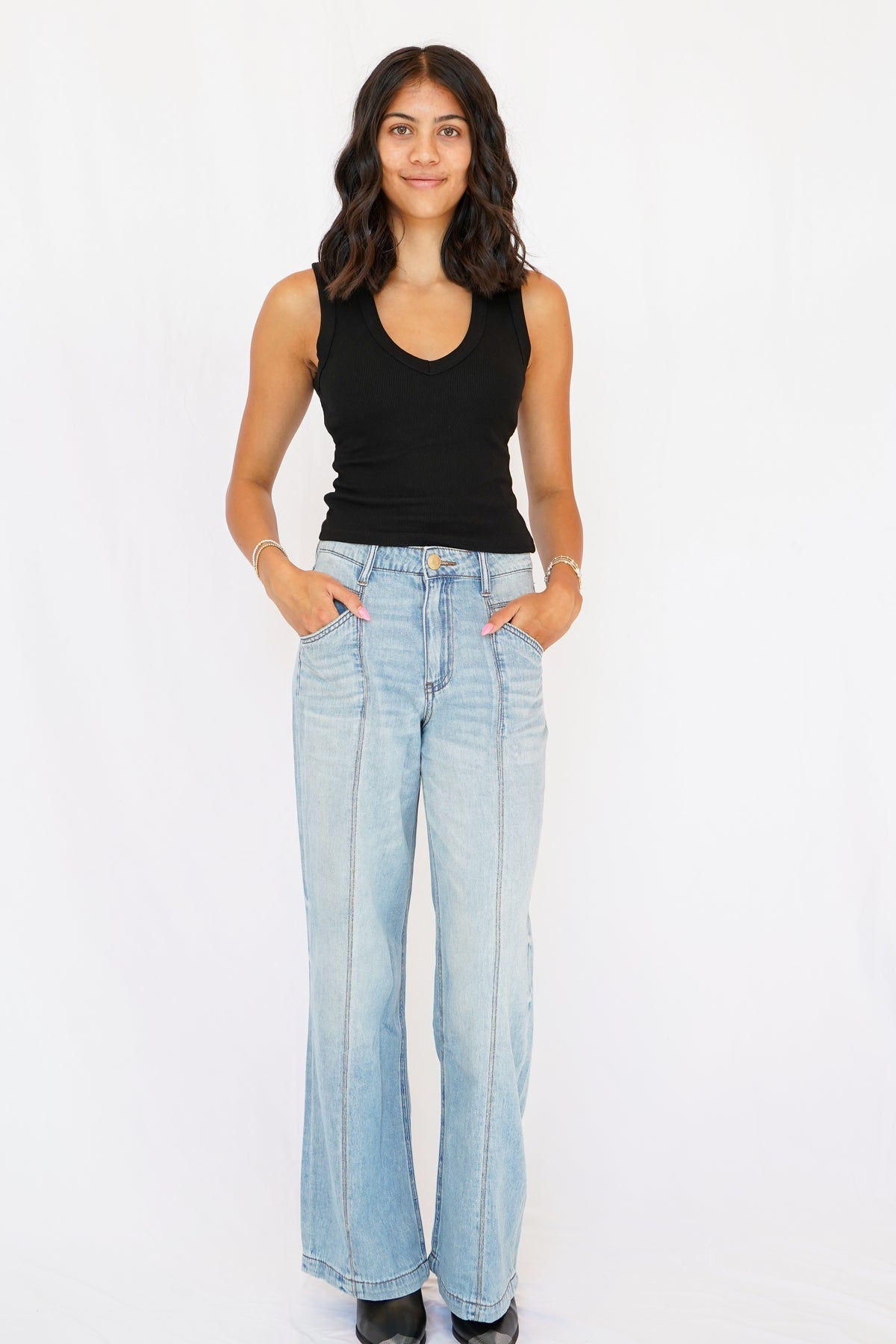 KUT Jodi High Rise Front Princess Seam Pant in Core