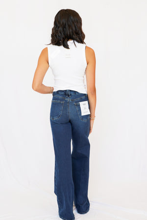 KUT Meg High Rise Wide Leg With Patch Pockets Reg Hem Jean in Cheerfully