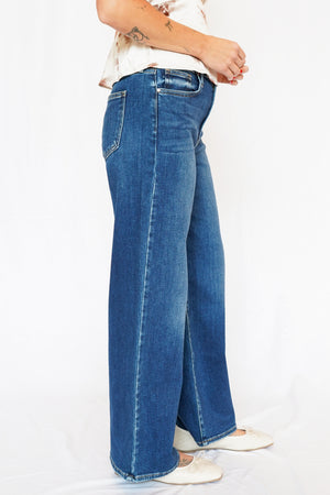 High Rise Wide Leg Dark Denim Jeans