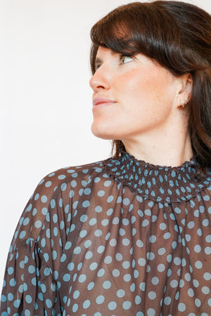 Emmy_Polka_Dot_Sheer_Mock Neck_Top_in_Brown