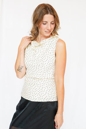 Taylor Polka Dot Cowl Neck Sleeveless Top