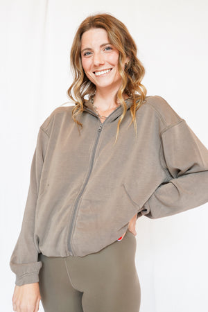Adele Zip Up Hoodie in Truffle