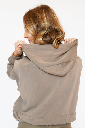 Adele Zip Up Hoodie in Truffle
