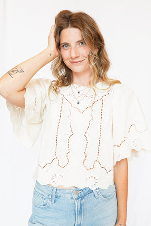 Cairo Eyelet Top in Cream