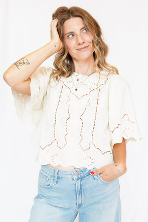 Cairo Eyelet Top in Cream