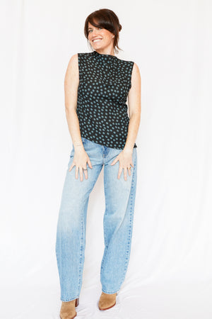 Ellis Polka Dot Mock Sleeveless Top