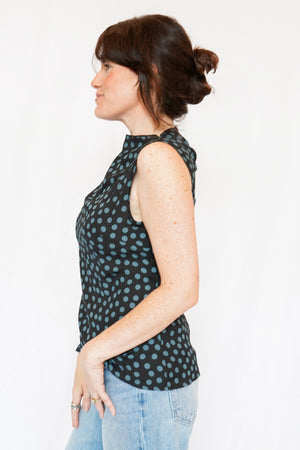 Ellis Polka Dot Mock Sleeveless Top