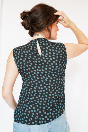 Ellis Polka Dot Mock Sleeveless Top