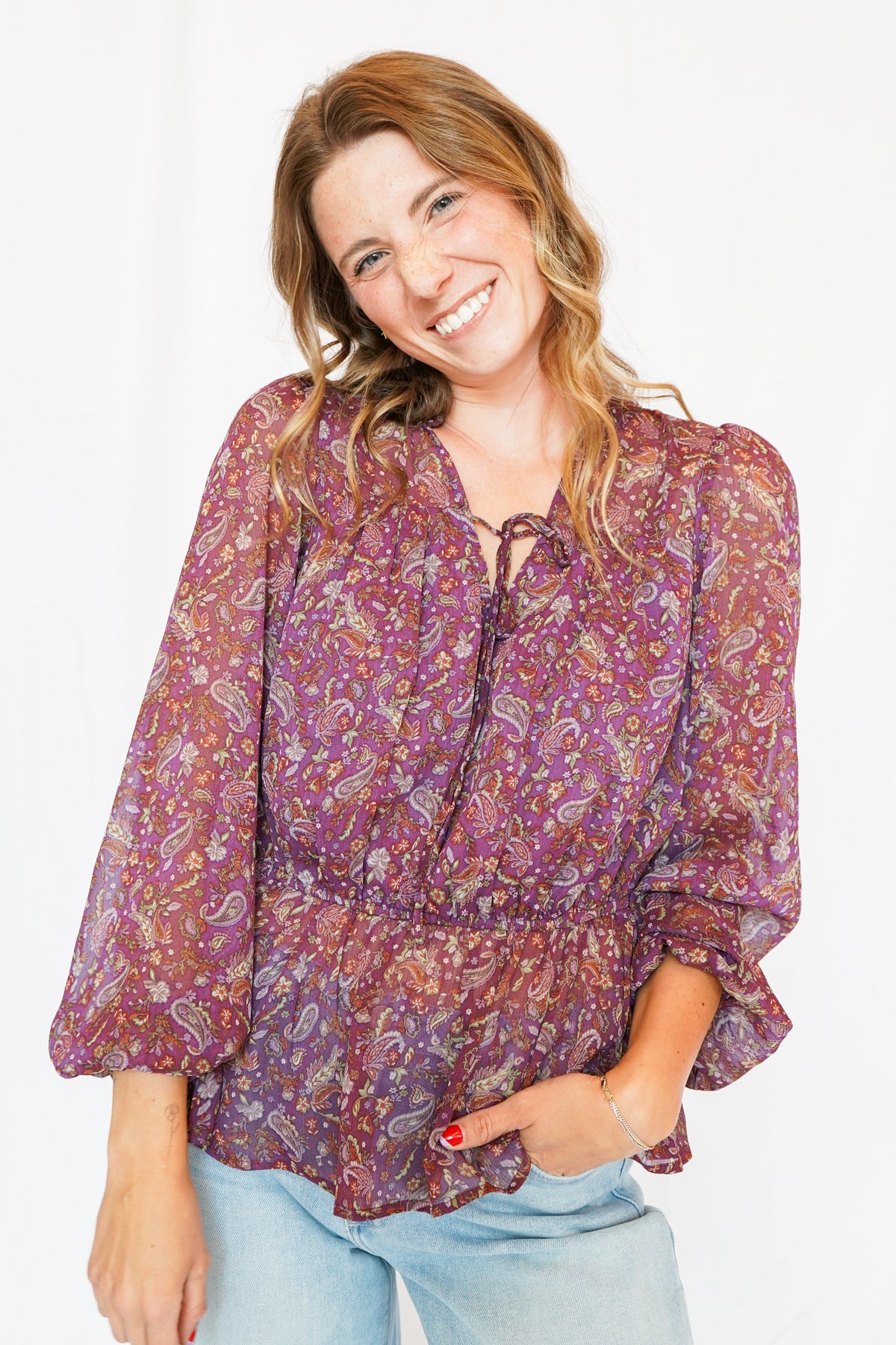 Colette Blouse in Wine