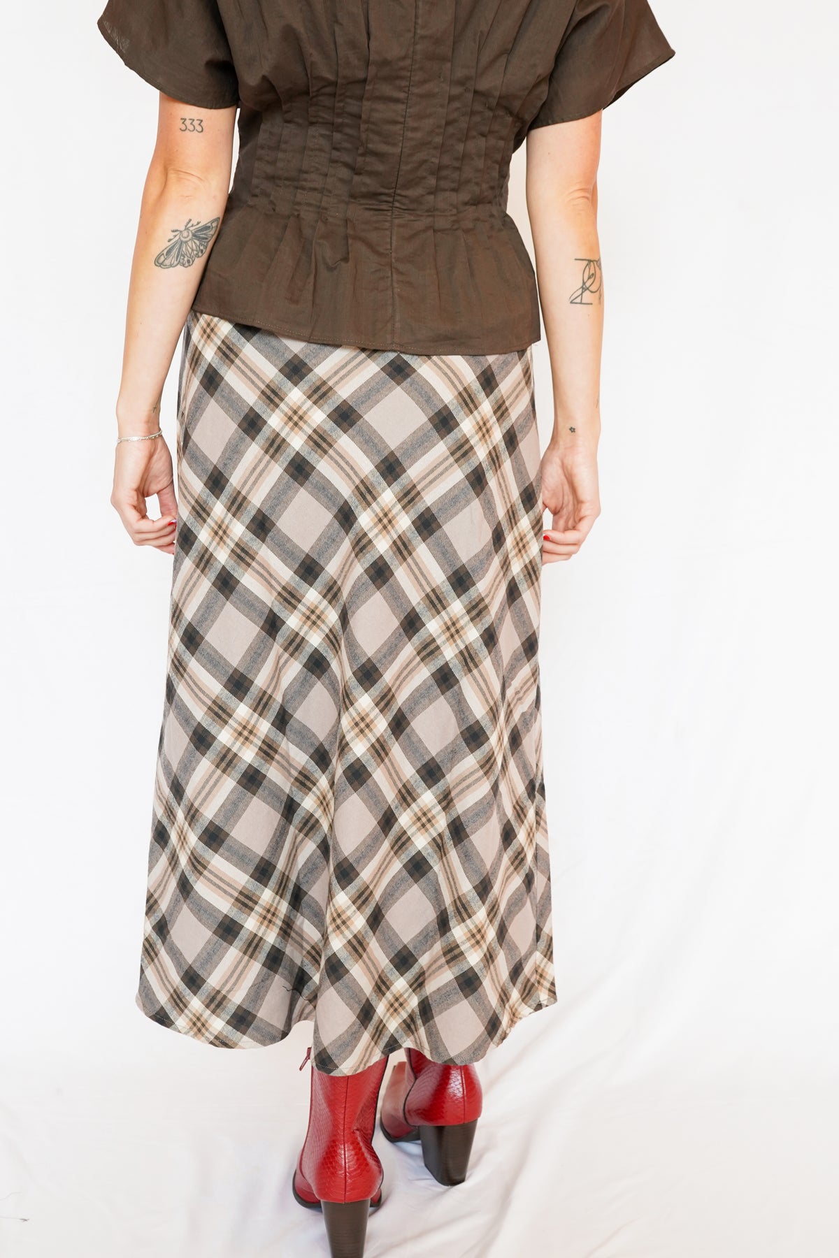 Sutton Skirt in Brown Plaid