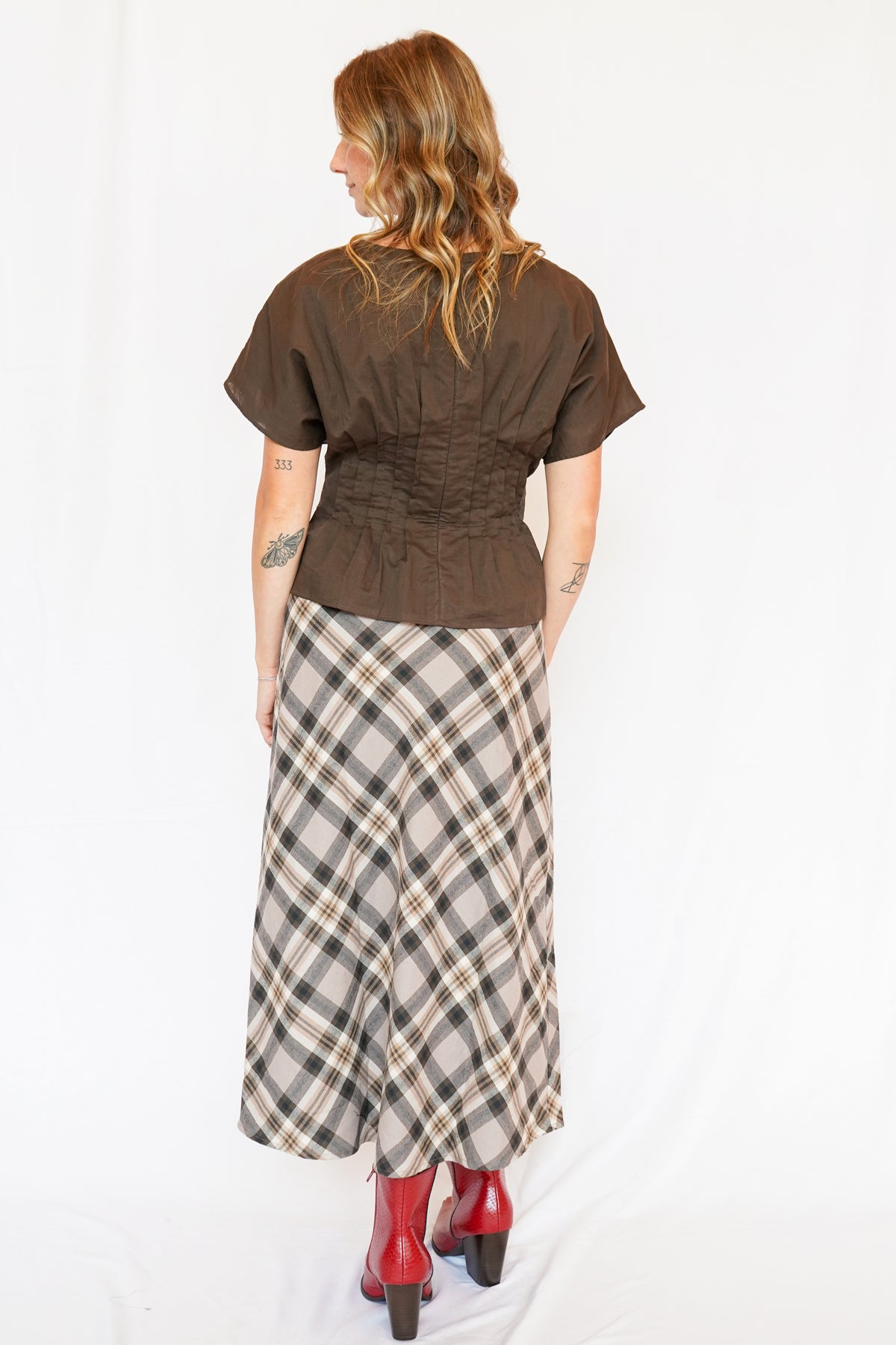 Sutton Skirt in Brown Plaid