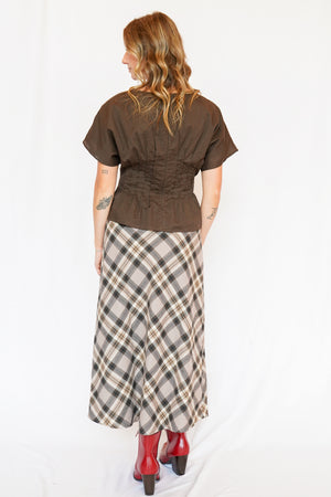 Sutton Skirt in Brown Plaid