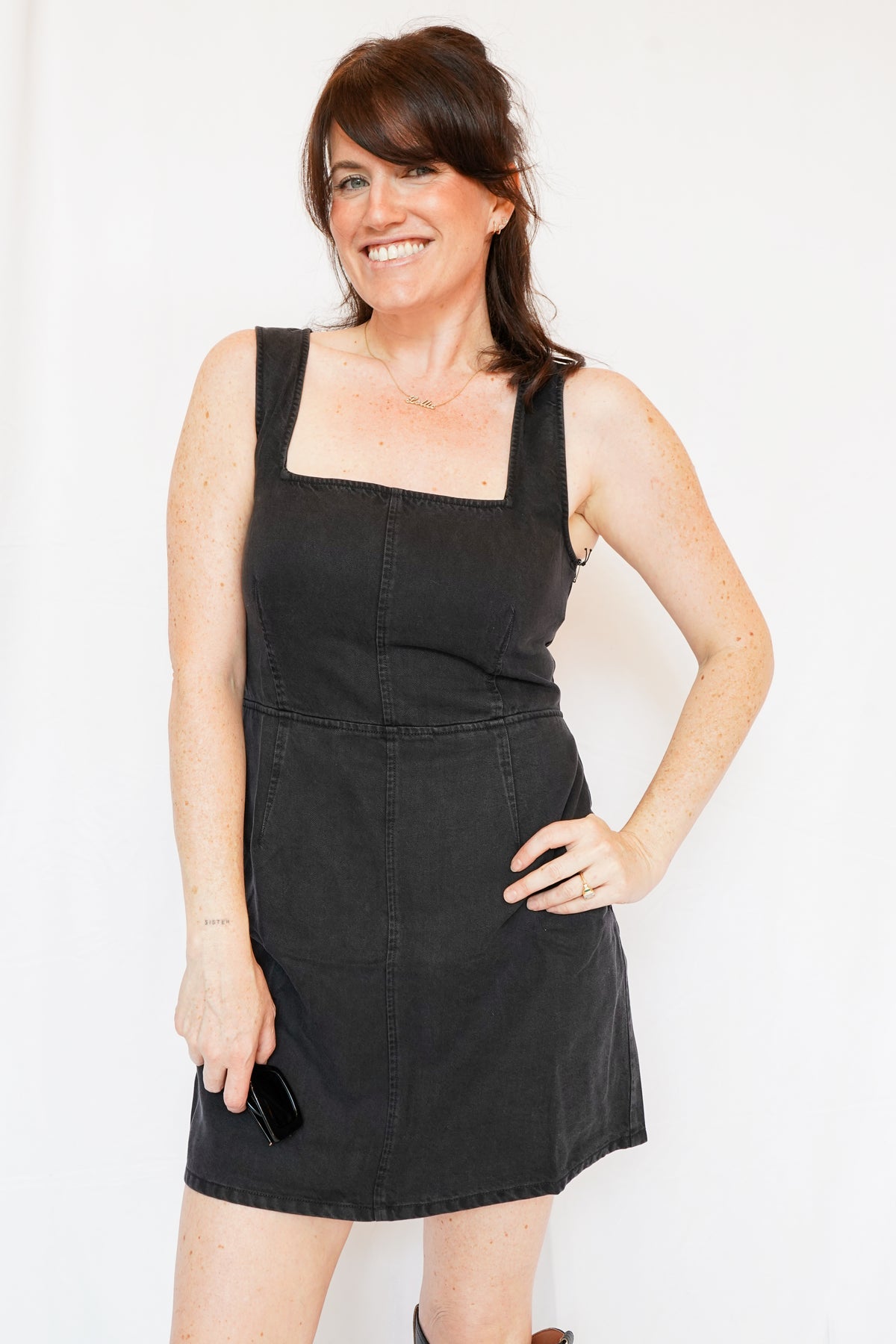 Bella Dahl Fitted Mini Dress in Dark Graphite Wash