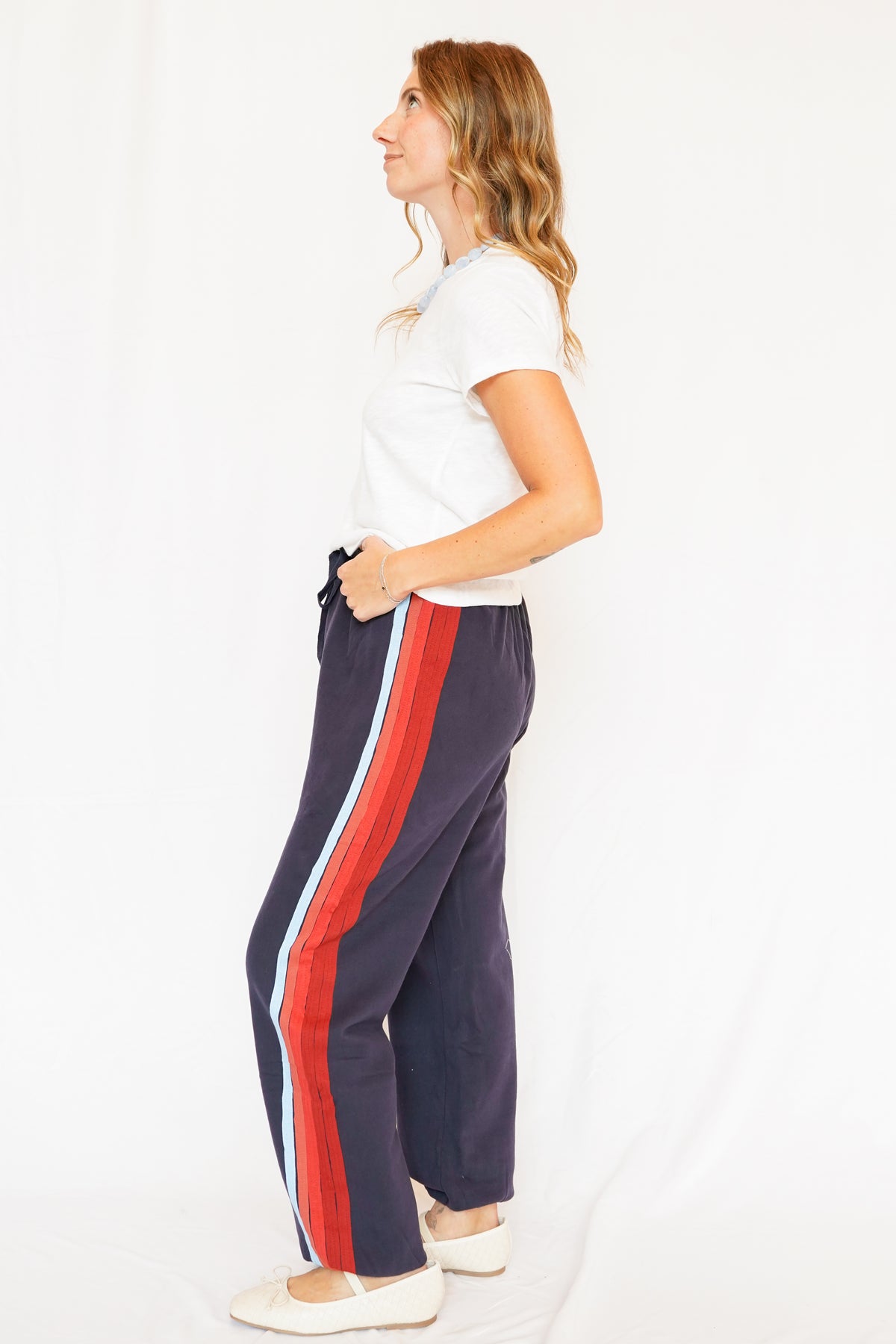 Miley Stripe Detail Joggers in Navy
