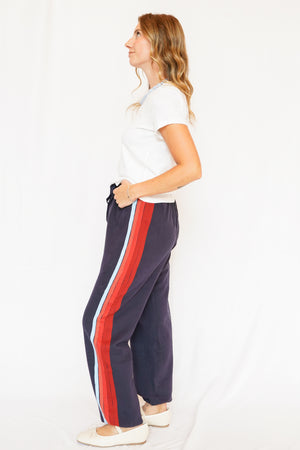 Miley Stripe Detail Joggers in Navy