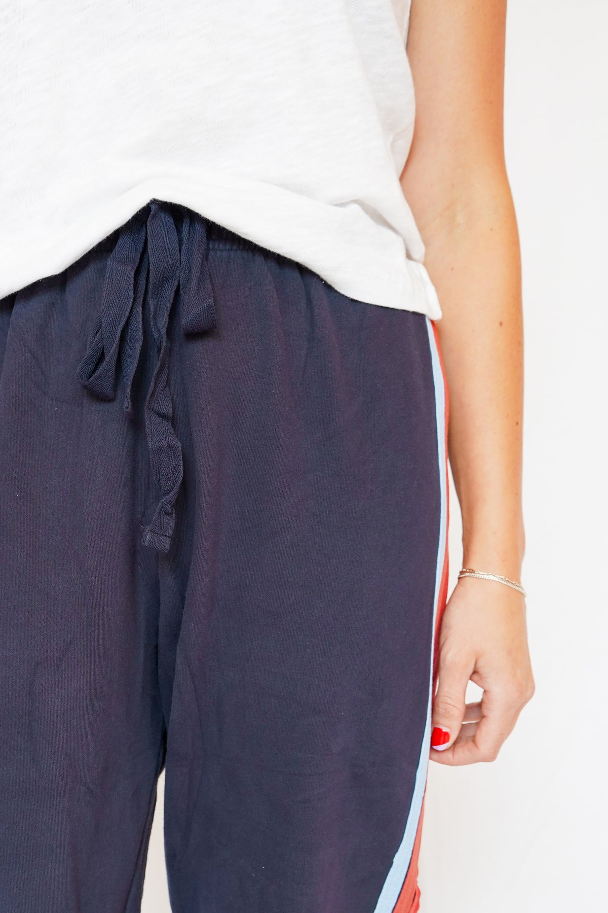 Miley Stripe Detail Joggers in Navy