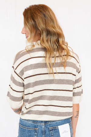 Scottie Sweater in Cream Brown Stripe