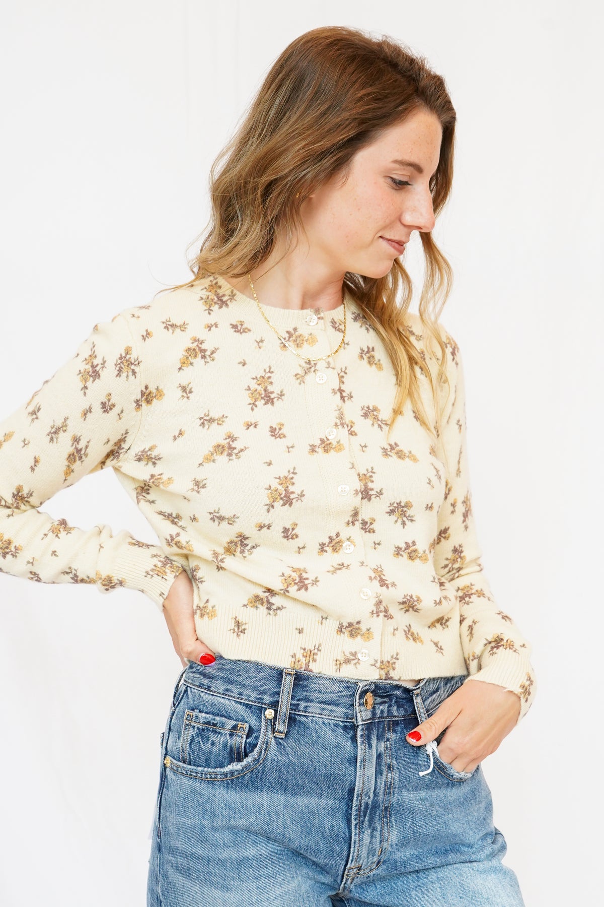 ASTR Mary Cardigan in Yellow Floral