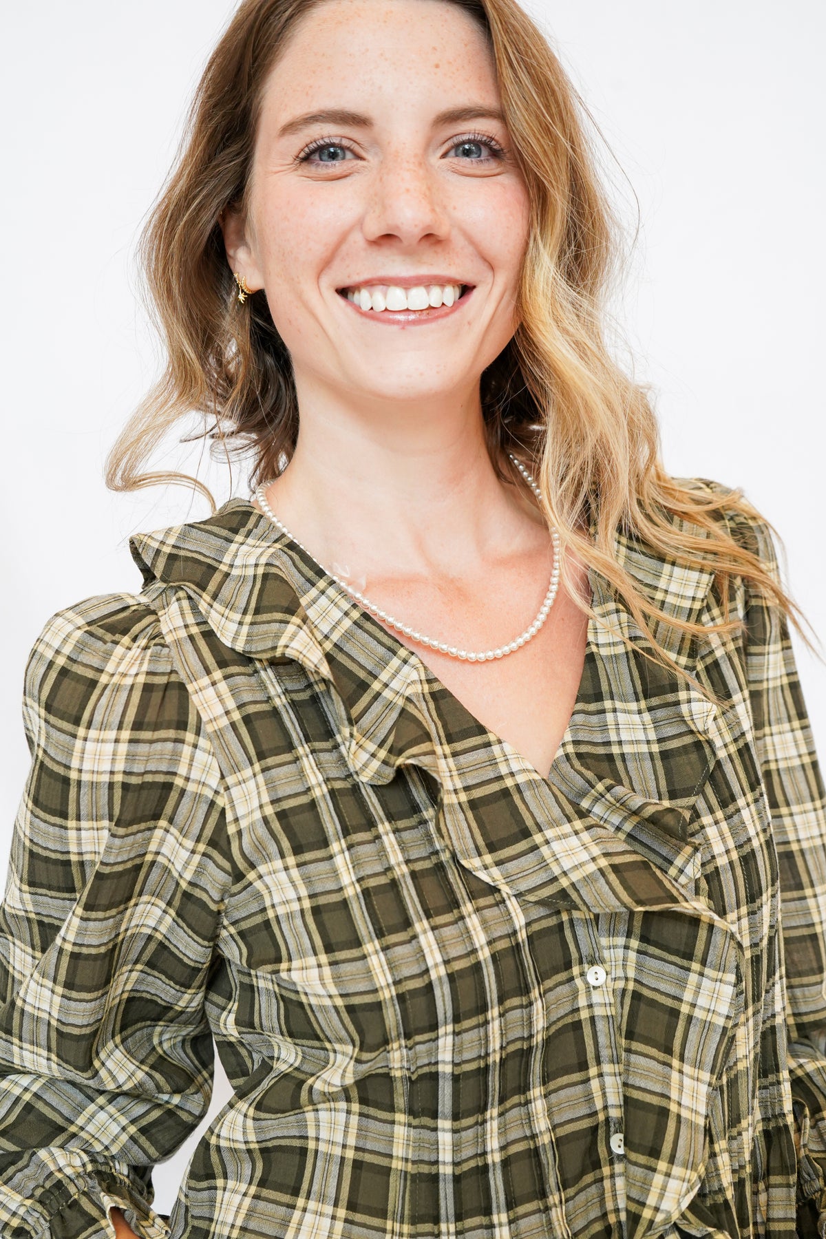 Meadow Plaid Blouse in Olive
