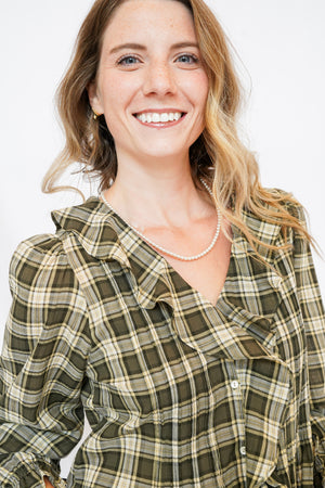 Meadow Plaid Blouse in Olive