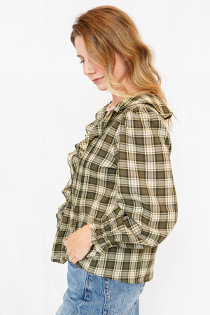 Meadow Plaid Blouse in Olive