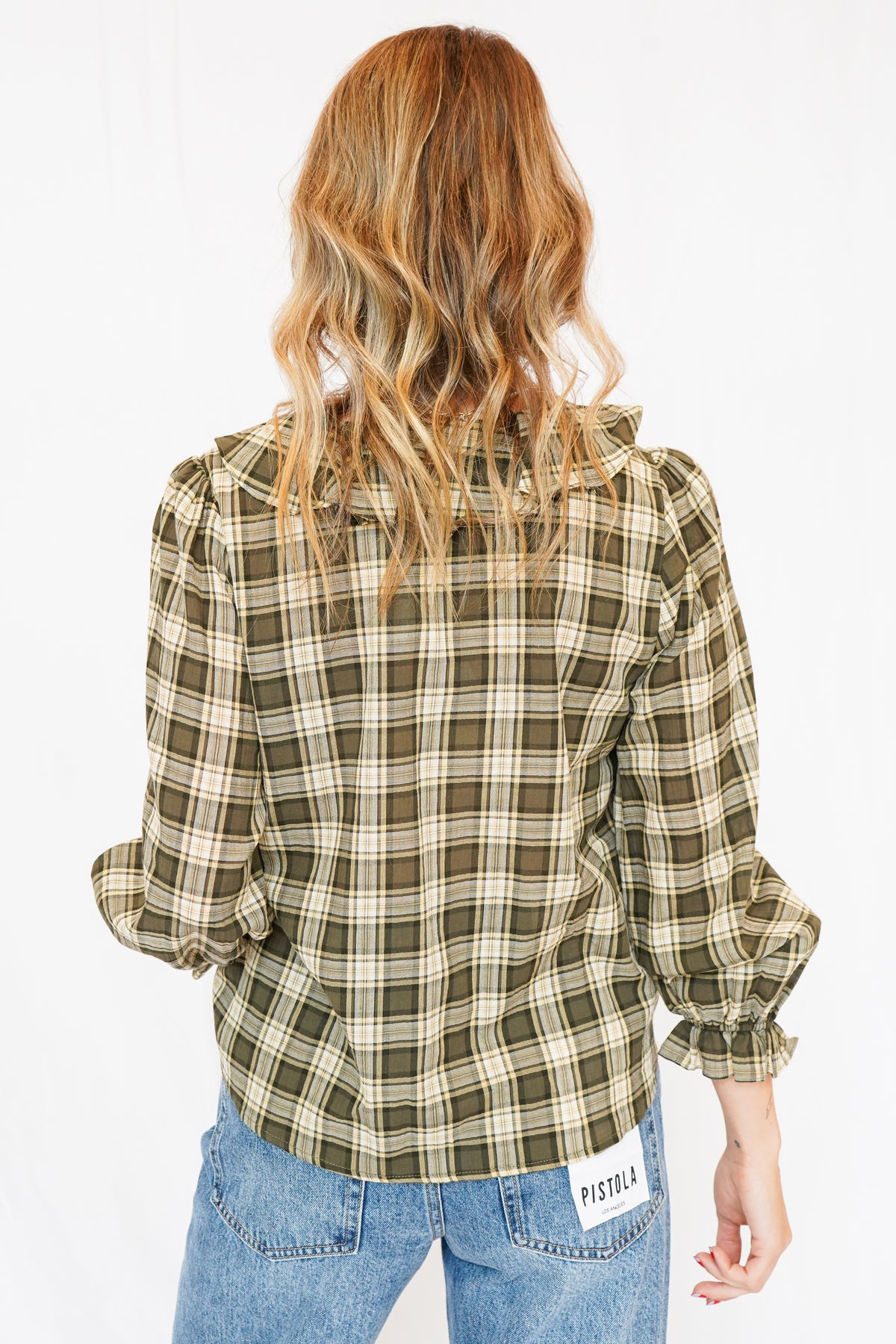 Meadow Plaid Blouse in Olive