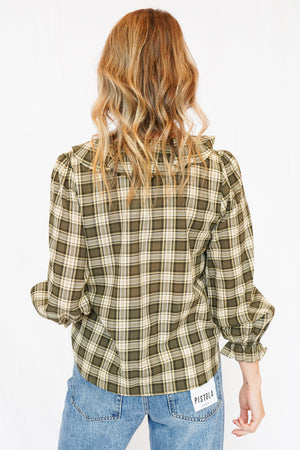 Meadow Plaid Blouse in Olive