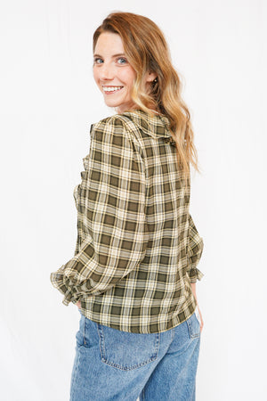 Meadow Plaid Blouse in Olive