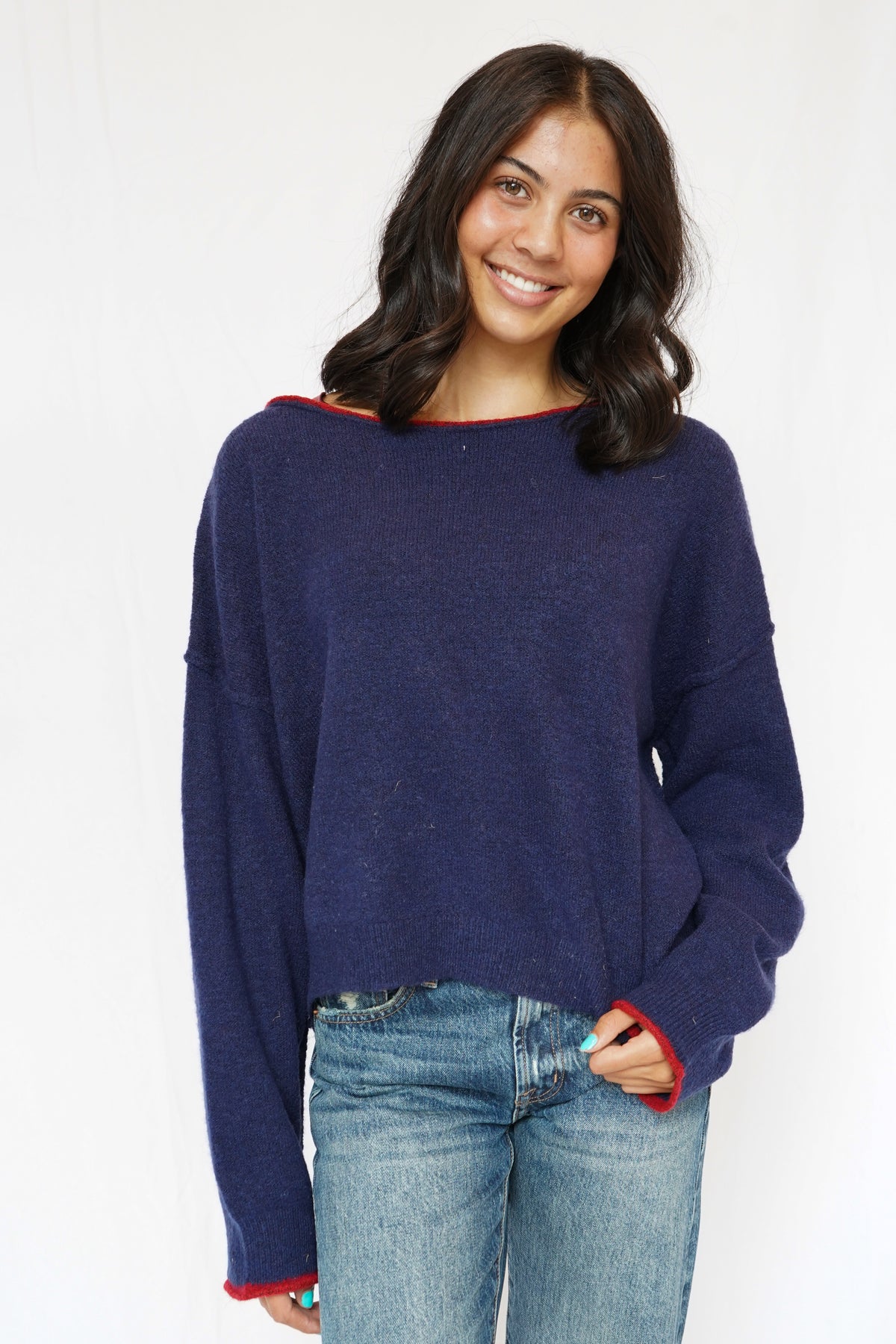 Tatum Slouch Sweater in Navy