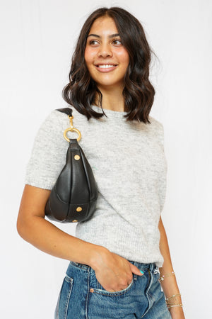 Off Duty Round Neck Short Sleeve Sweater in Grey