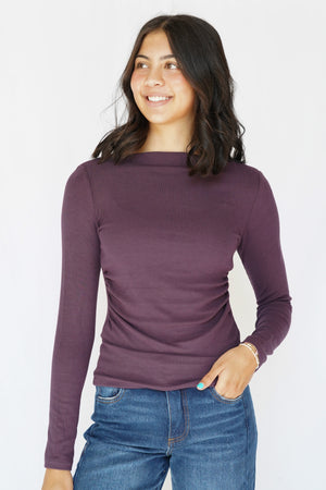 Audrey Boatneck Top in Eggplant