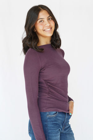 Audrey Boatneck Top in Eggplant