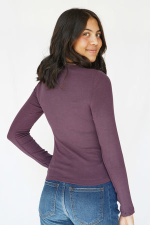 Audrey Boatneck Top in Eggplant