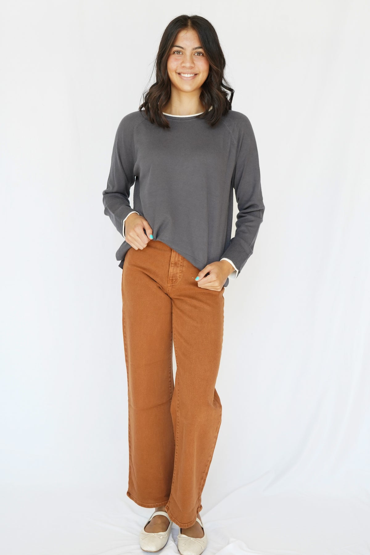 Wide Leg Trouser Jeans in Rust