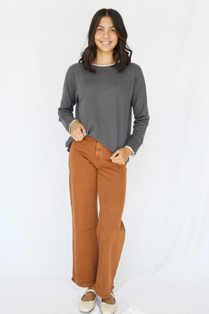 Wide Leg Trouser Jeans in Rust