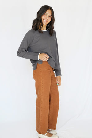 Wide Leg Trouser Jeans in Rust