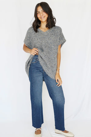 KUT Meg High Rise Wide Leg Side Panel Raw Hem Jean in Curator