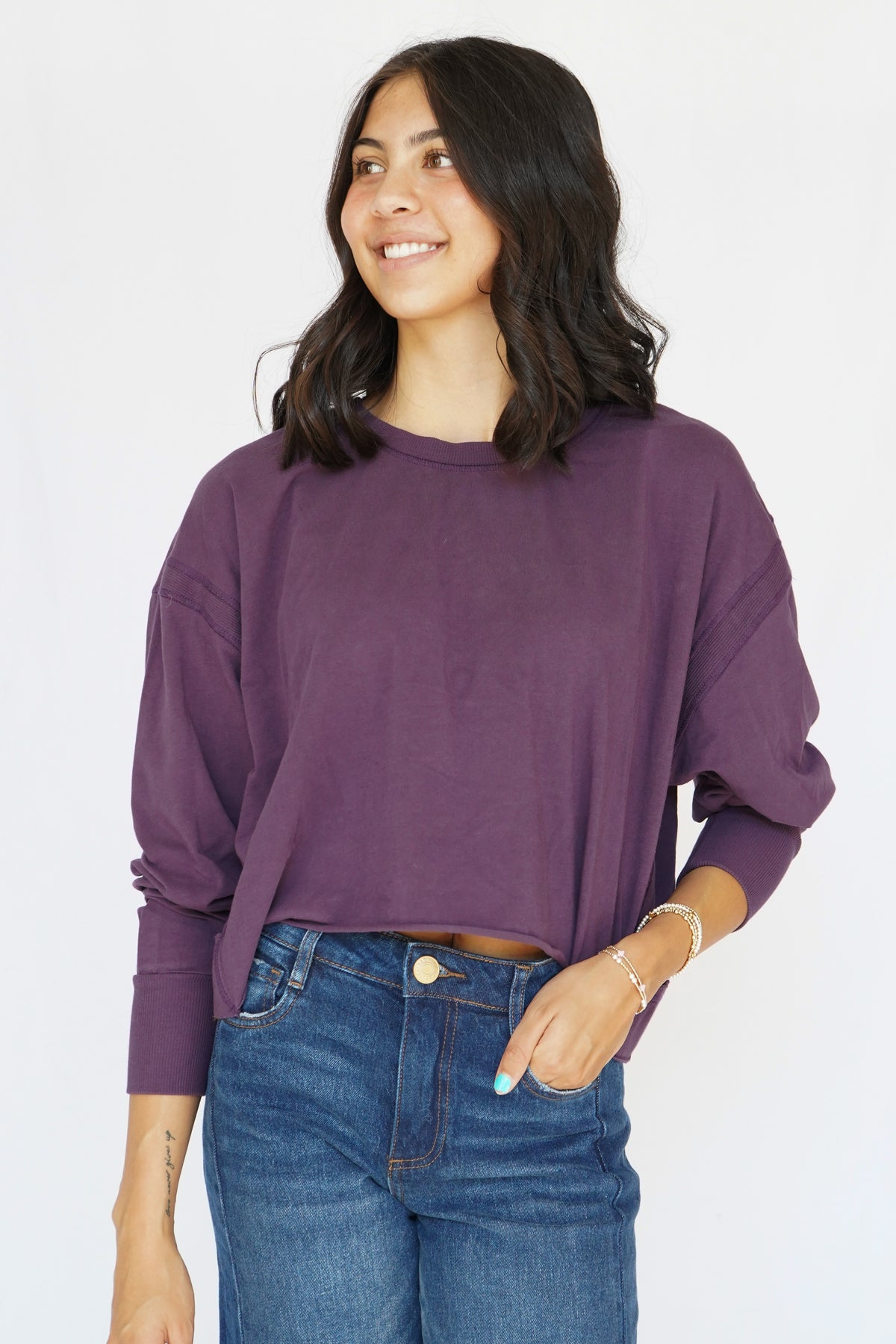 Luna Dolman Sleeve Top in Purple Iris