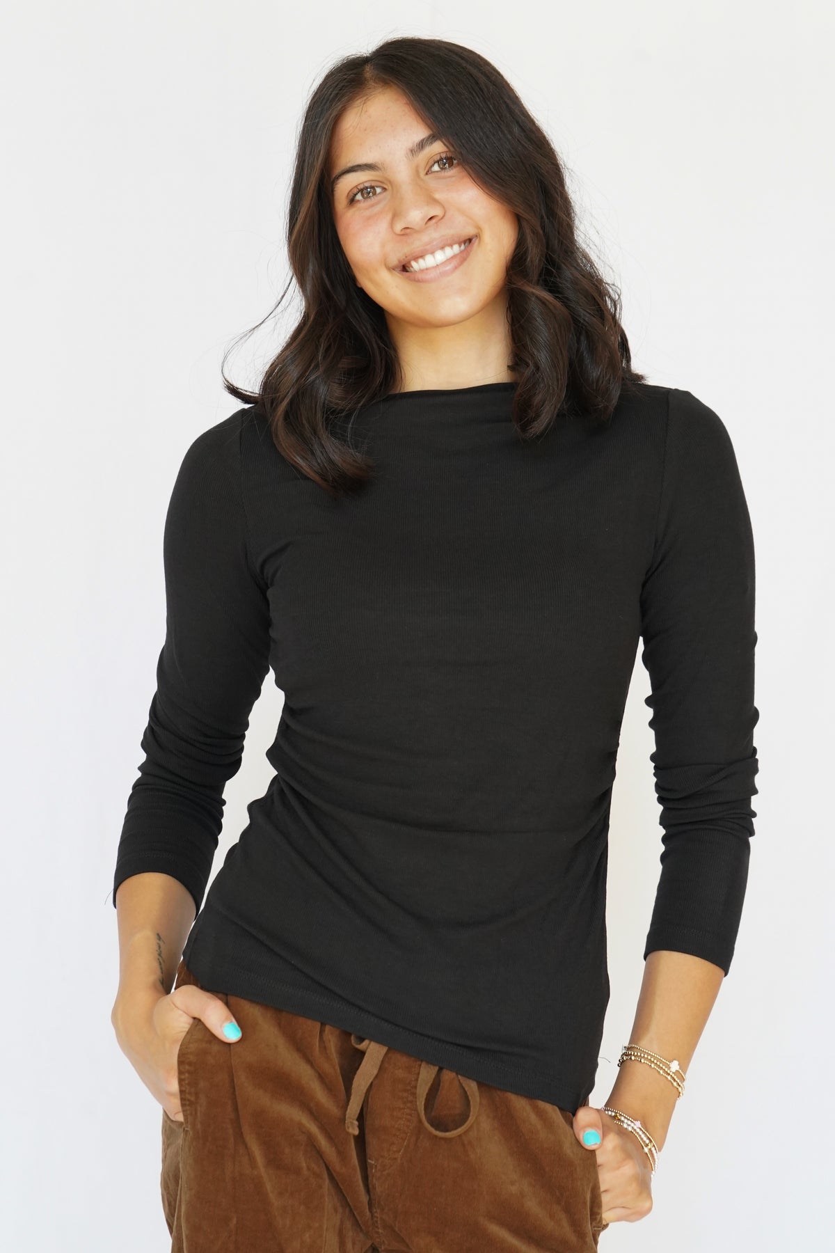 Audrey Boatneck Top in Black