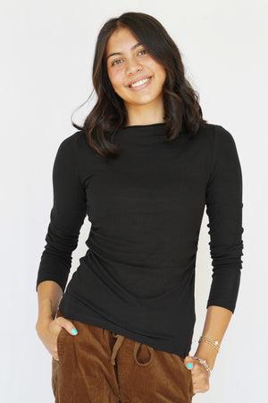 Audrey Boatneck Top in Black