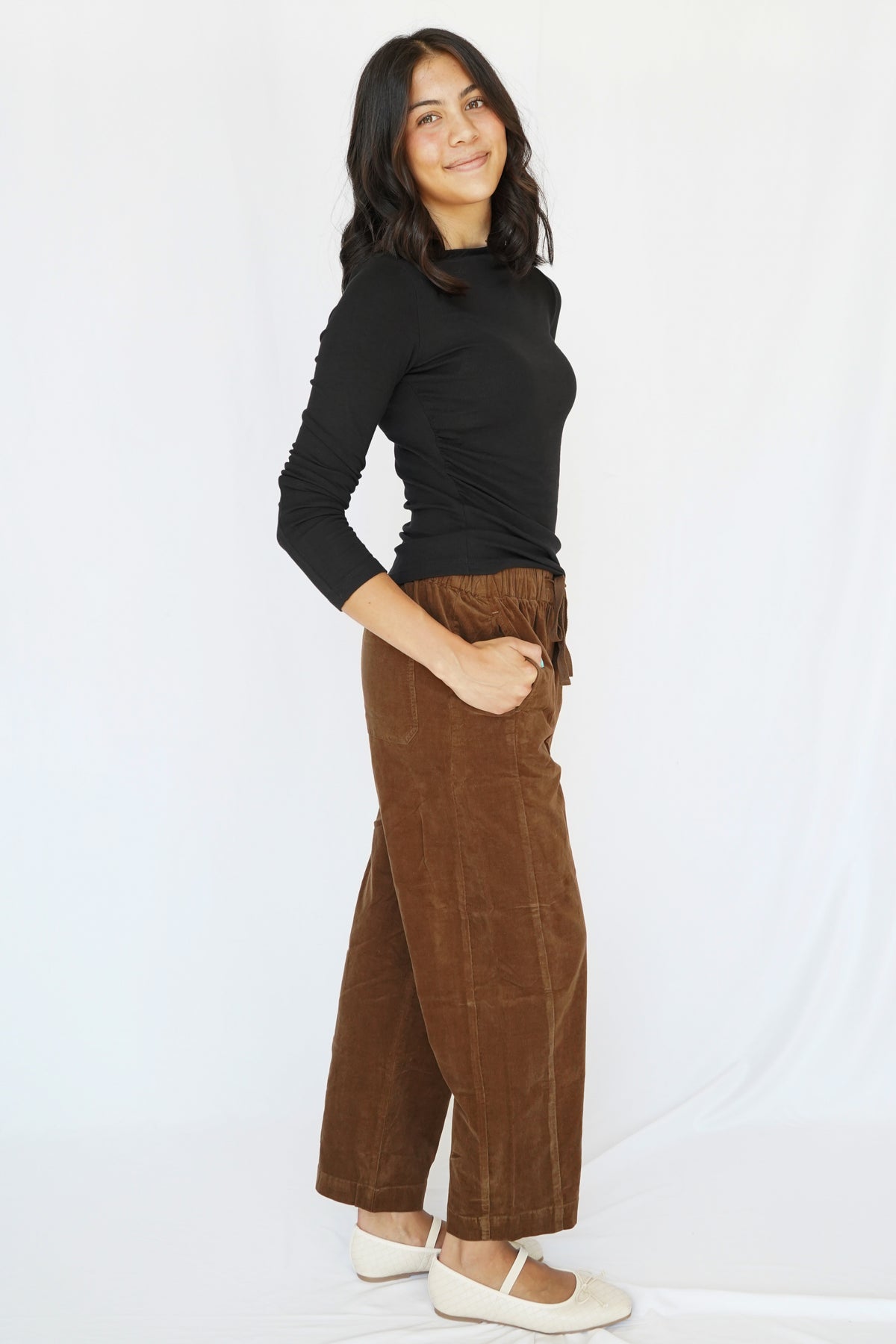 Audrey Boatneck Top in Black