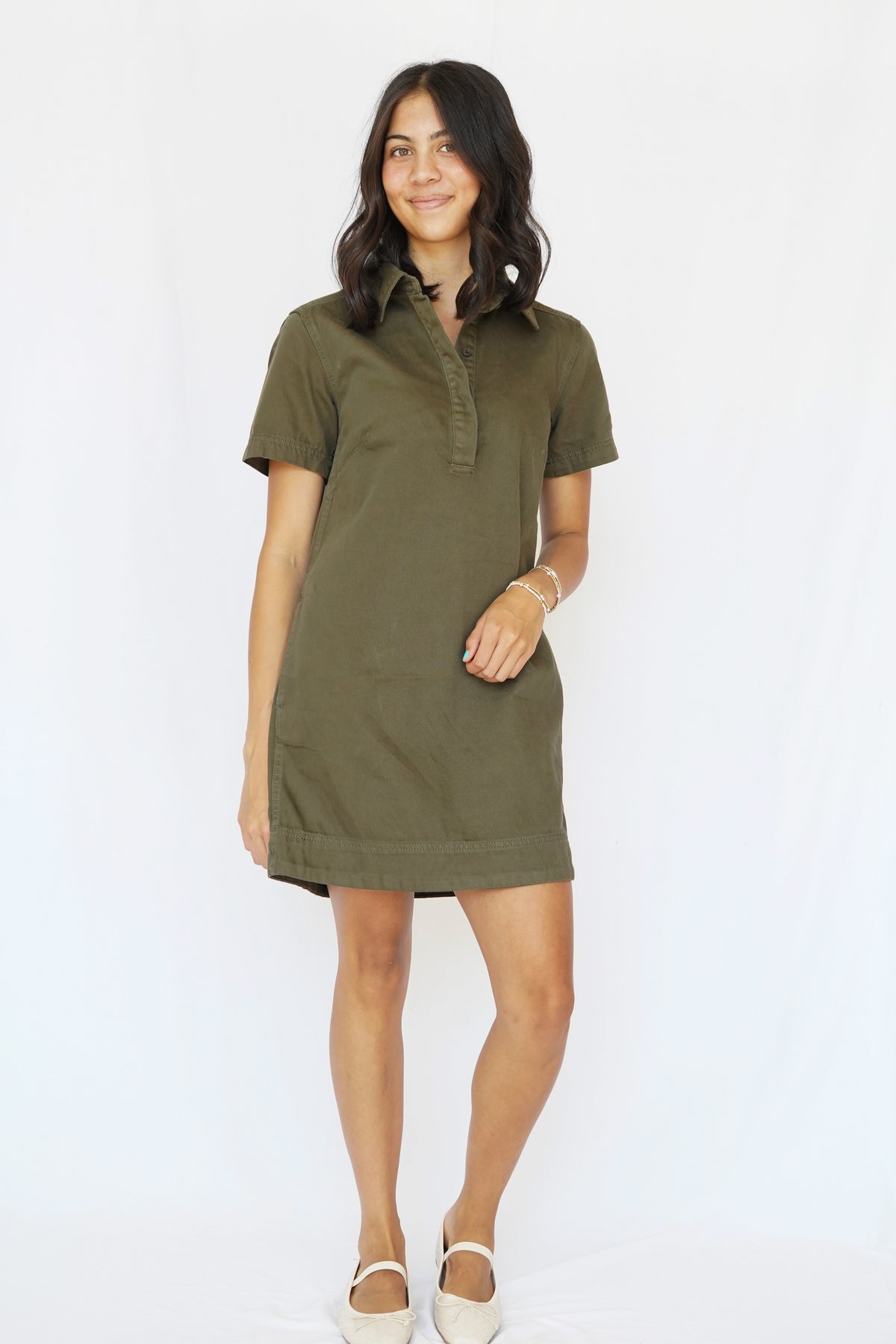 Macayle Denim Dress in Olive
