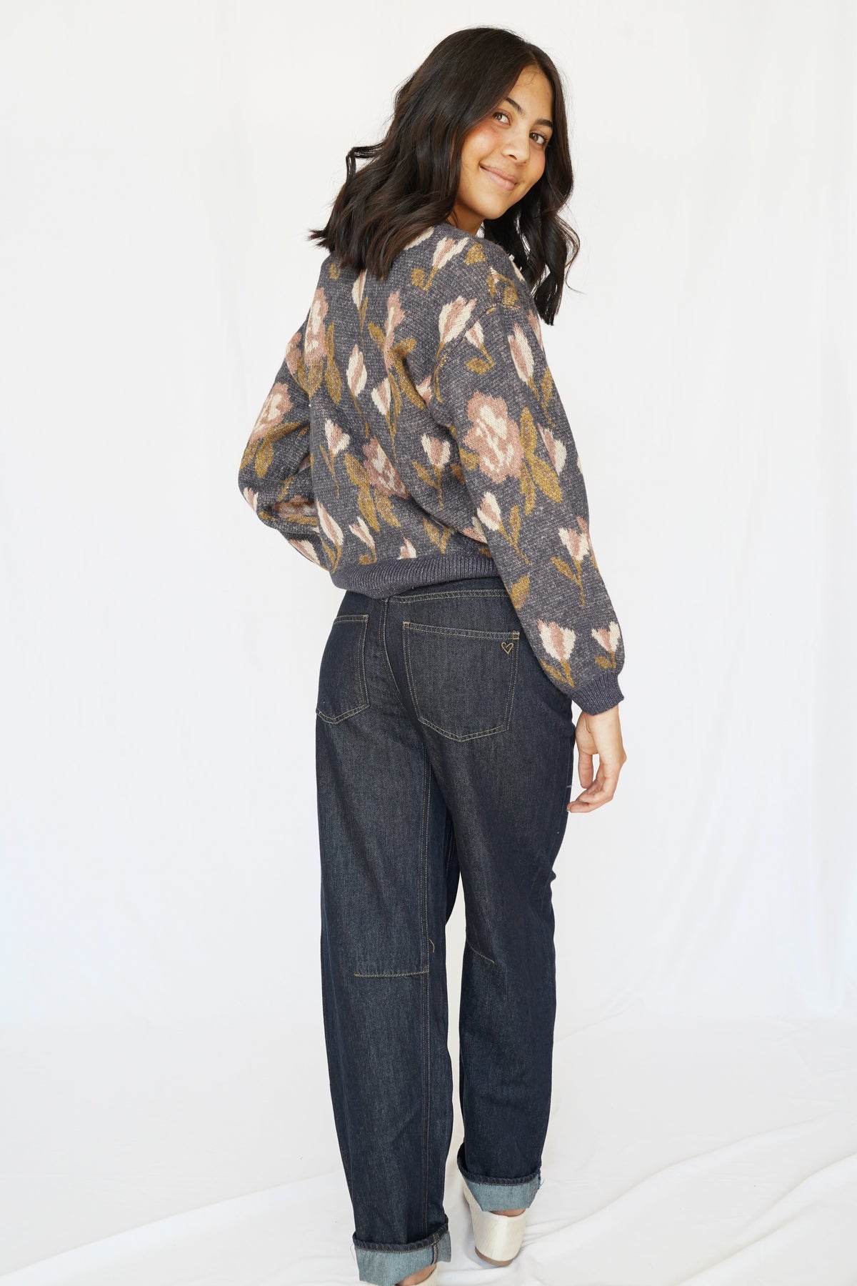 Reyna Mid Rise Barrel Jean in Dark Indigo