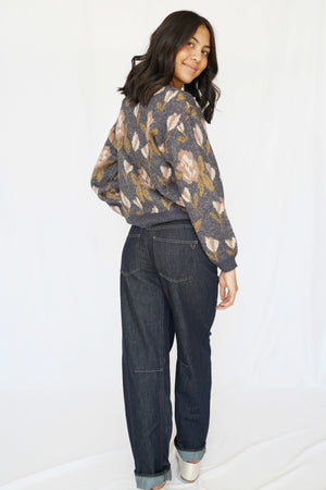 Reyna Mid Rise Barrel Jean in Dark Indigo