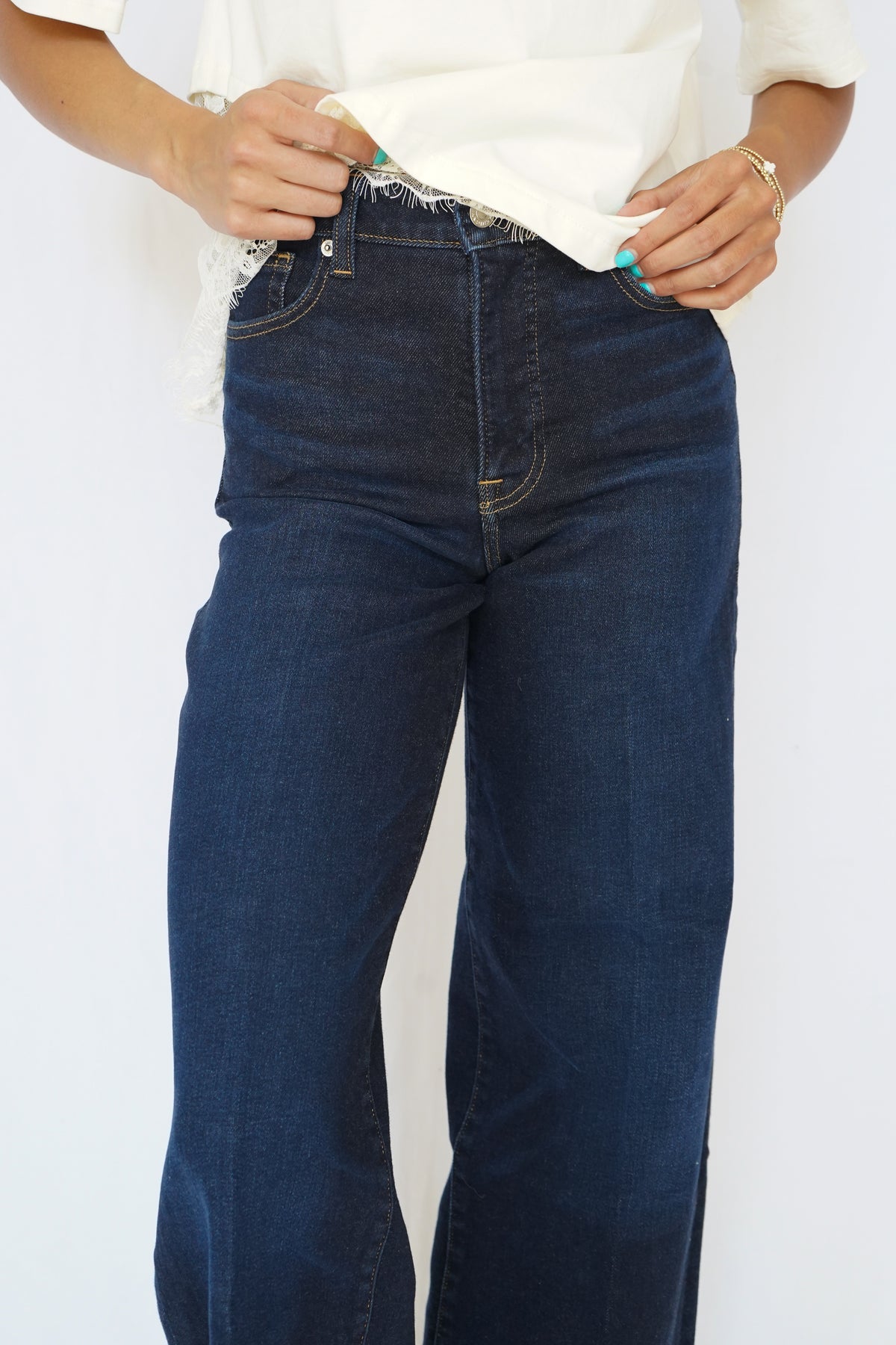 Good American Good Waist Palazzo Ankle Jeans