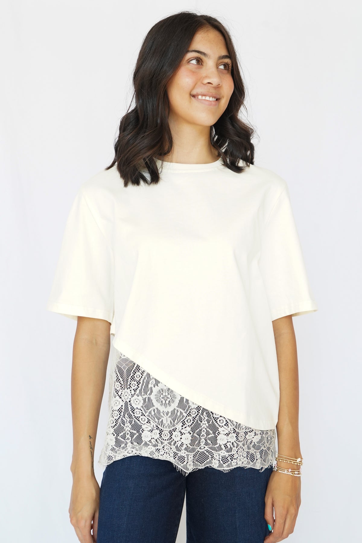 Camila Layered Lace Hem Tee Top