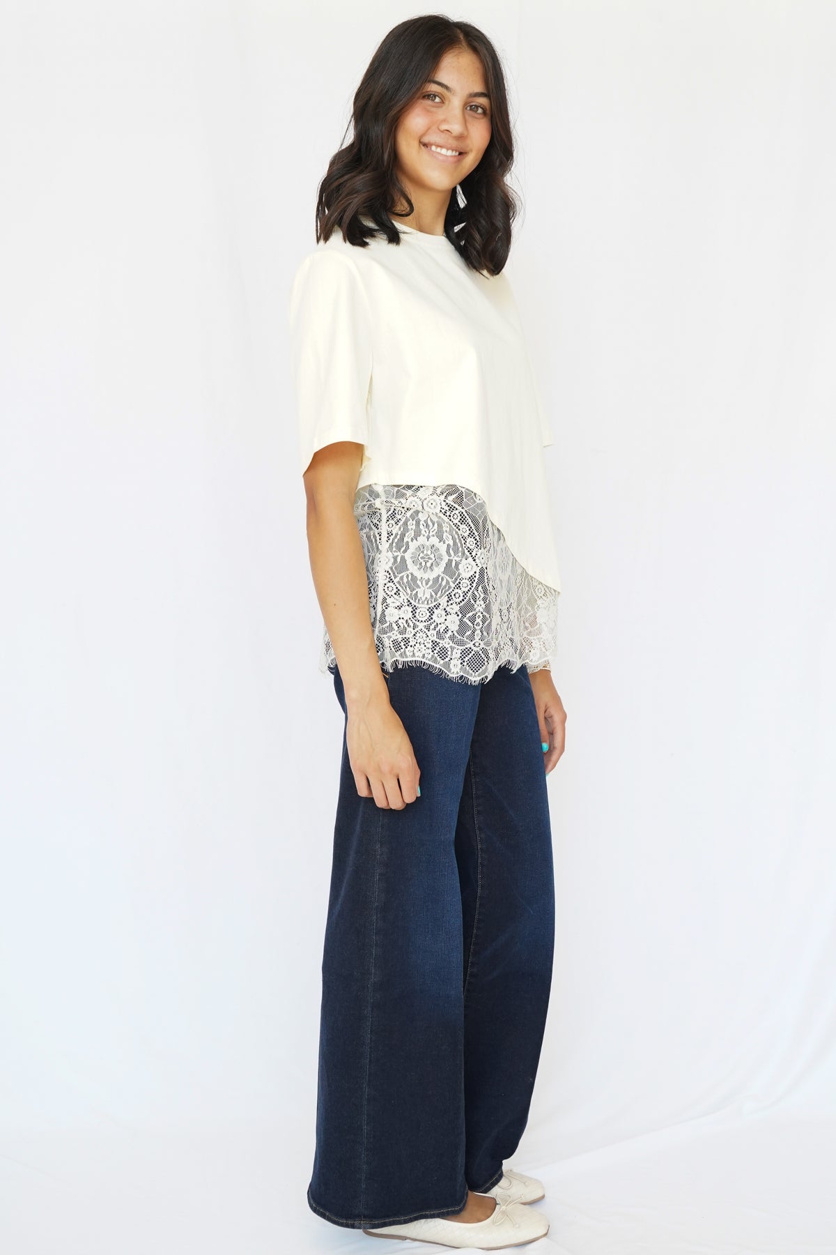 Camila Layered Lace Hem Tee Top