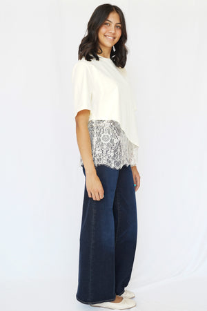 Camila Layered Lace Hem Tee Top
